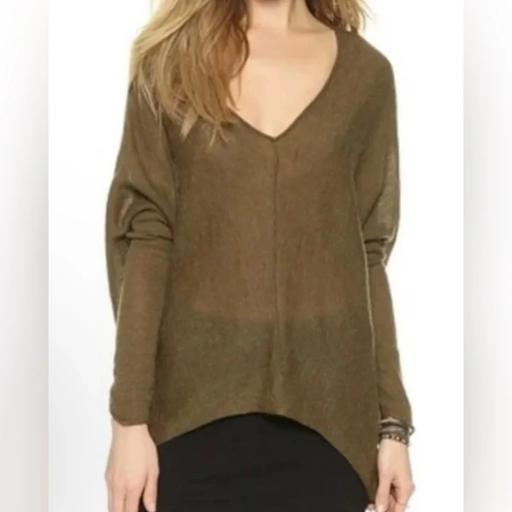 Free People Sadie Olive Green Dolman Sleeve V-Neck Sweater - Size M?